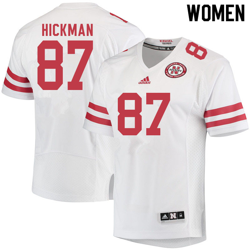 Women #87 Chris Hickman Nebraska Cornhuskers College Football Jerseys Sale-White - Click Image to Close